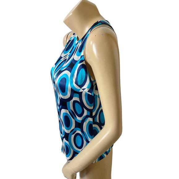 INC Womens Petite Size 6P Sleeveless Mod Print Silk Back Zip Tank Top Shirt - Picture 2 of 7